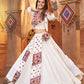 Pearl White Viscose Rayon Lehenga Choli with  Koti Having Thread Embroidery & Mirror work: Navratri Special
