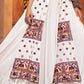 Pearl White Viscose Rayon Lehenga Choli with  Koti Having Thread Embroidery & Mirror work: Navratri Special