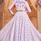 Lavender Purple Cotton Lehenga Choli with  Koti Having Thread Embroidery & Mirror work: Navratri Special