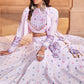 Lavender Purple Cotton Lehenga Choli with  Koti Having Thread Embroidery & Mirror work: Navratri Special