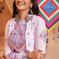 Lavender Purple Cotton Lehenga Choli with  Koti Having Thread Embroidery & Mirror work: Navratri Special
