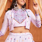 Lavender Purple Cotton Lehenga Choli with  Koti Having Thread Embroidery & Mirror work: Navratri Special