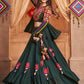 Sacramento Green Viscose Rayon Lehenga Choli with  Koti Having Thread Embroidery & Mirror work: Navratri Special