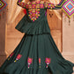 Sacramento Green Viscose Rayon Lehenga Choli with  Koti Having Thread Embroidery & Mirror work: Navratri Special