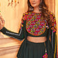 Sacramento Green Viscose Rayon Lehenga Choli with  Koti Having Thread Embroidery & Mirror work: Navratri Special