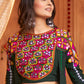 Sacramento Green Viscose Rayon Lehenga Choli with  Koti Having Thread Embroidery & Mirror work: Navratri Special