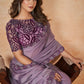 Amethyst Purple Satin Silk Saree having Sequence & Cord Embridered with Stone work