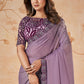 Amethyst Purple Satin Silk Saree having Sequence & Cord Embridered with Stone work