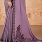 Amethyst Purple Satin Silk Saree having Sequence & Cord Embridered with Stone work