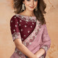 Thistle Purple Organza Tissue Silk Saree with Embroidered Border & Moti work