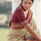 Wheat Brown Floral Digital Print Silk Saree