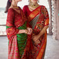 Kelly Green & Red Patola Silk Saree with Zari Border Pallu & Stone work