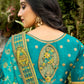Green and Blue Half N Half Silk Saree with Embroidered work