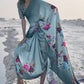 Turkish Blue Digital Printed Crepe Silk Saree: Top Pick