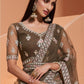 Army Green Net Lehenga Choli with Cording,Thread Embroidery, Zarkan & Badla work