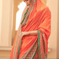 Outrageous Orange Patola Print Georgette Silk Saree