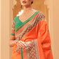 Outrageous Orange Patola Print Georgette Silk Saree