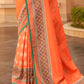 Outrageous Orange Patola Print Georgette Silk Saree