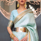 Baby Blue Woven Soft Silk Saree
