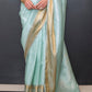Baby Blue Woven Soft Silk Saree