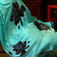 Turquoise Blue Designer Satin Crepe Printed Saree: Top Pick
