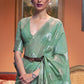 Bermuda Green Woven Linen Silk Saree