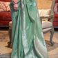 Bermuda Green Woven Linen Silk Saree