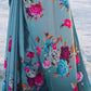 Turkish Blue Digital Printed Crepe Silk Saree: Top Pick