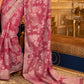 Azalea Pink Chikankari Weaving Banarasi Cotton Silk Saree