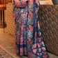 Berry Blue Kashmiri Handloom Weaving Silk Saree