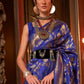 Admiral Blue Woven Banarasi Silk Saree with Tassels on Pallu