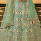 Turquoise Blue Organza Lehenga Choli with Zari, Dori, Resham, Gota & Zarkan work