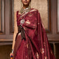Berry Red Handloom Weaving Silk Saree