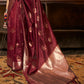 Berry Red Handloom Weaving Silk Saree