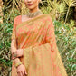 Peach Pink Zari Woven Banarasi Silk Saree