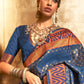 Azure Blue Handloom Woven Banarasi Silk Saree