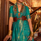 Turtle Green Woven Banarasi Silk Saree