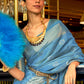 Azure Blue Handloom Weave Organza Silk Saree