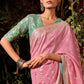 Baby Pink Zari Woven Dola Silk Saree with Designer Pallu