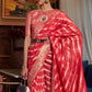 Venetian Red Two Tone Meenakari Weaving Organza Silk Saree