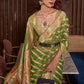 Avocado Green Two Tone Meenakari Weaving Organza Silk Saree