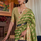 Avocado Green Two Tone Meenakari Weaving Organza Silk Saree