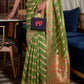 Avocado Green Two Tone Meenakari Weaving Organza Silk Saree