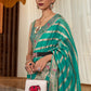 Turquoise Green Two Tone Meenakari Weaving Organza Silk Saree