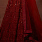 Barn Red Designer Soft Net Lehenga Choli with Thread & Sequins work