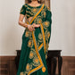 Deep Green Georgette Silk Saree with Resham, Zari & Cord Embroidery