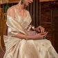 Beige Brown Handloom Weaving Tussar Silk Saree