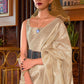 Beige Brown Handloom Weaving Tussar Silk Saree