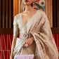 Beige Brown Woven Tussar Silk Saree