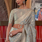 Argent Grey Woven Tussar Silk Saree : Top Pick